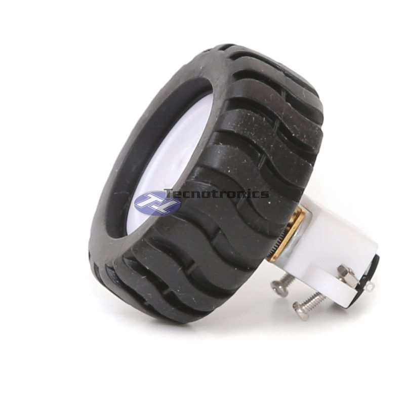 Roda 42 mm + Micromotor N20 12V + Suporte (com parafusos)