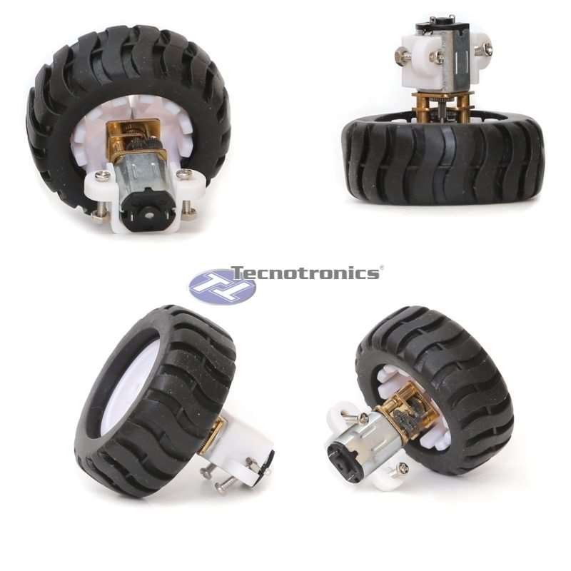 Roda 42 mm + Micromotor N20 12V + Suporte (com parafusos) - Imagem 5