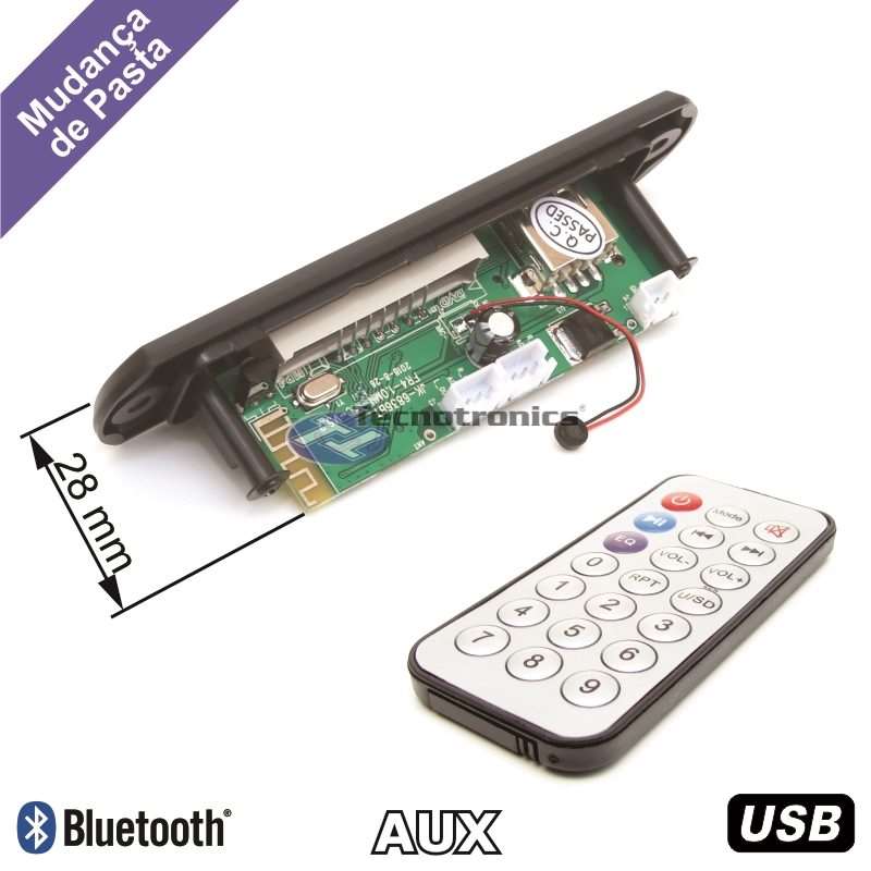 Placa Decodificadora USB MP3 FM AUX Bluetooth com Microfone (para caixa ativa) - Image 5