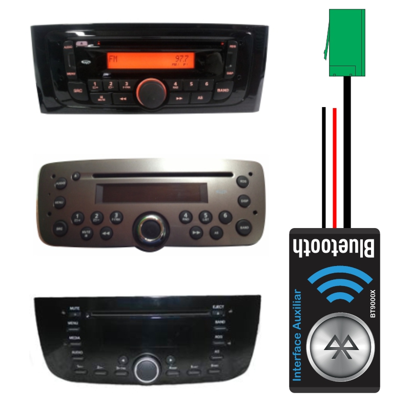 Interface Bluetooth Auxiliar para Radio Original da Fiat Tecnotronics